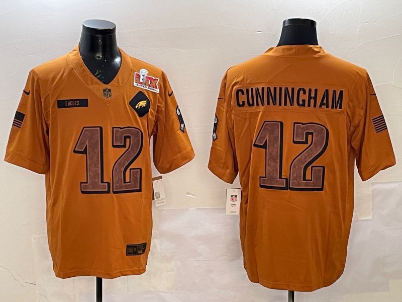 Men Philadelphia Eagles #12 Cunningham Yellow Nike 2025 Salute to Service Limited NFL Jersey style 2->philadelphia eagles->NFL Jersey